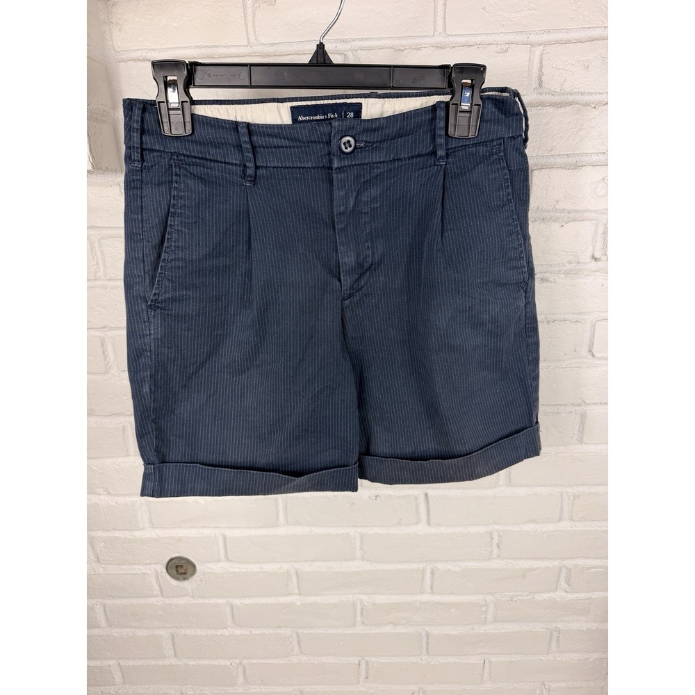 Abercrombie & Fitch Mens 28 Navy Pinstripe Stretch Chino Shorts Preppy Coastal